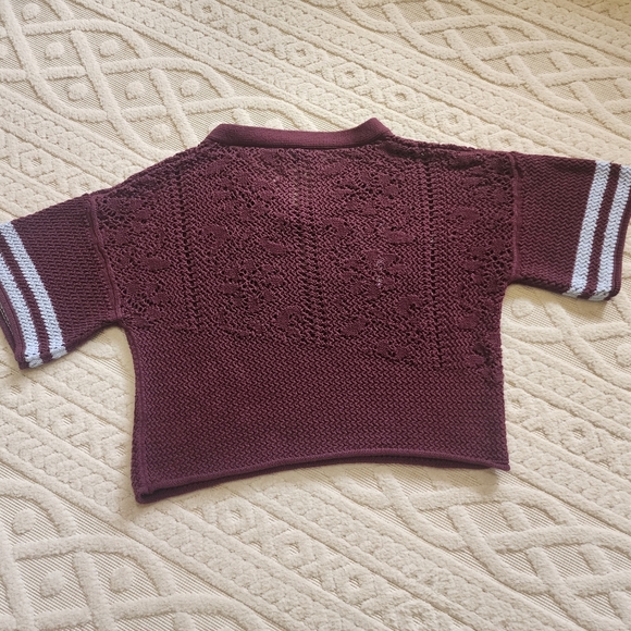 S Wild Fable Maroon Knit Crop Top with Number Design - Picture 10 of 12
